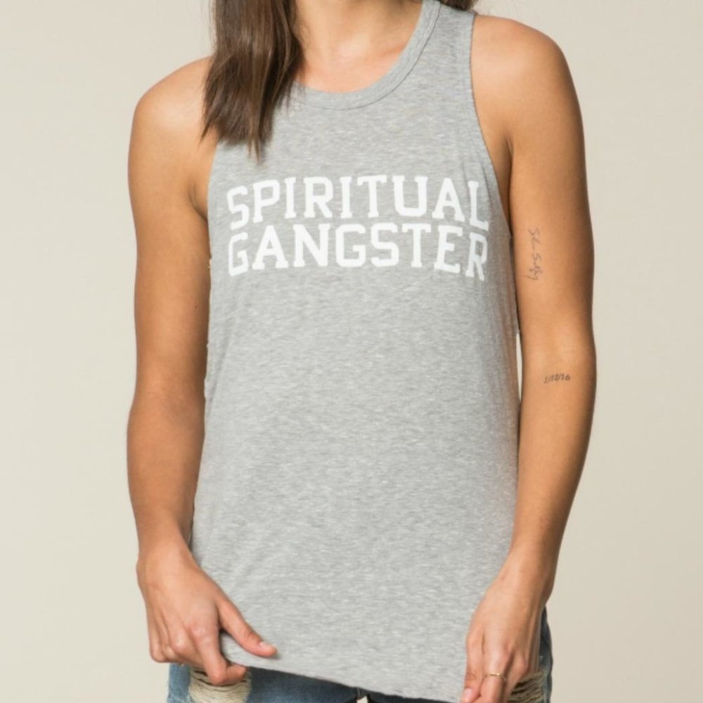 Spiritual Gangster Grey Graphic Tank Top